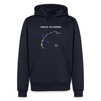 Col du Gothard Passo del San Gottardo Serpentine - Sweat à capuche Premium bio Homme - bleu marine - Devant - Nico (187cm)
