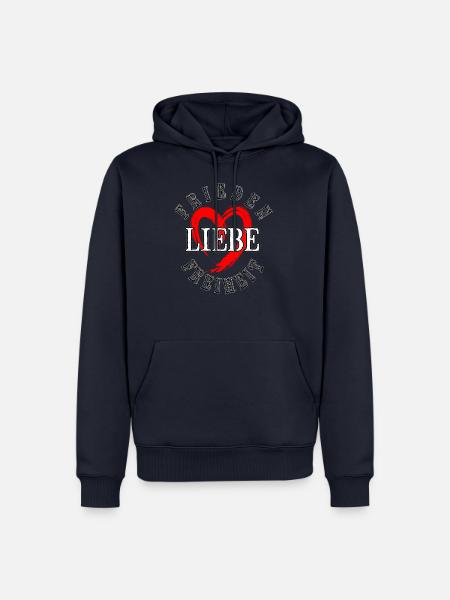 Frieden Liebe Freiheit Shirt für Herren und Damen - Männer Premium Bio Hoodie - Navy
