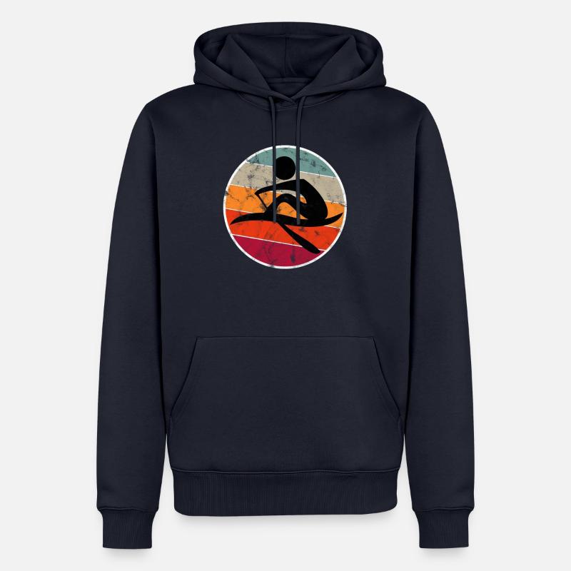 Rameurs rangée rétro - Sweat à capuche Premium bio Homme - bleu marine