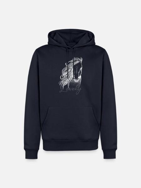 Lovely Pferdekopf Pferdeliebe Reitsport - Männer Premium Bio Hoodie - Navy