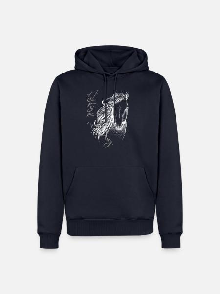 Horse riding Pferdekopf Pferdeliebe Reitsport - Männer Premium Bio Hoodie - Navy