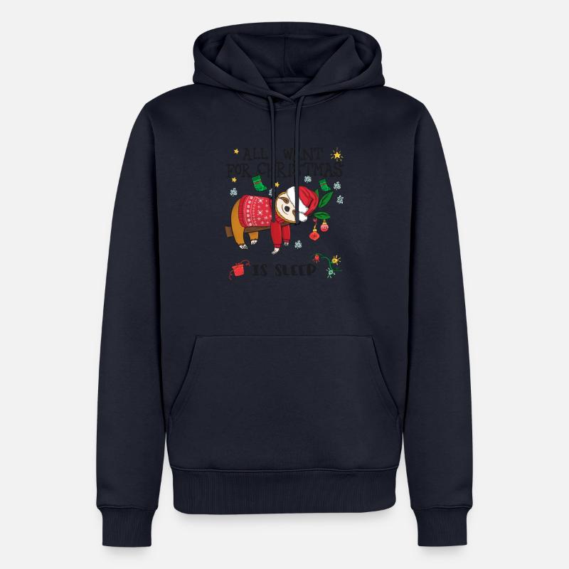 Faultier mit Weihnachtspullover - Männer Premium Bio Hoodie - Navy