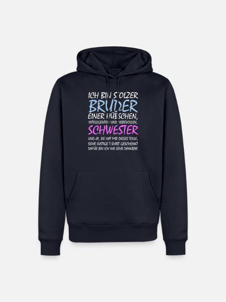 Stolzer Bruder Geschwister Geschenkidee Schwester - Männer Premium Bio Hoodie - Navy