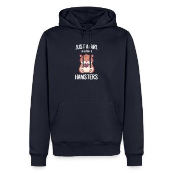 Fille le hamster aime l'amour des hamsters - Sweat à capuche Premium bio Homme - bleu marine - Devant - Nico (187cm)