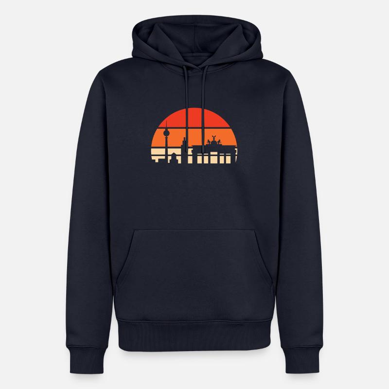 Sonne Berlin Skyline - Sweat à capuche Premium bio Homme - bleu marine
