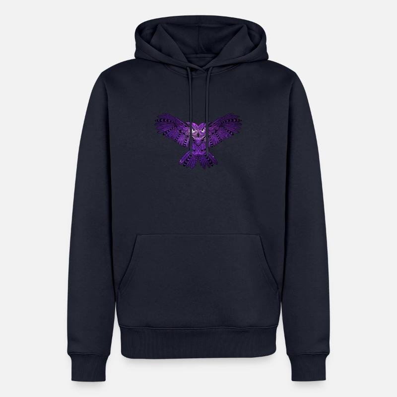 Violette Hibou avec univers - Sweat à capuche Premium bio Homme - bleu marine