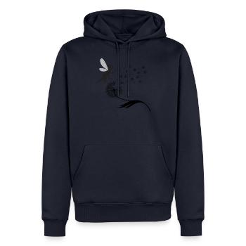Papillons design puste fleurs prairie coeurs fées - Sweat à capuche Premium bio Homme - bleu marine - Devant - Nico (187cm)