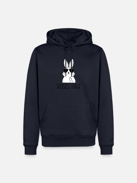 Böses Hasi Hase mit Mittelfinger - Männer Premium Bio Hoodie - Navy