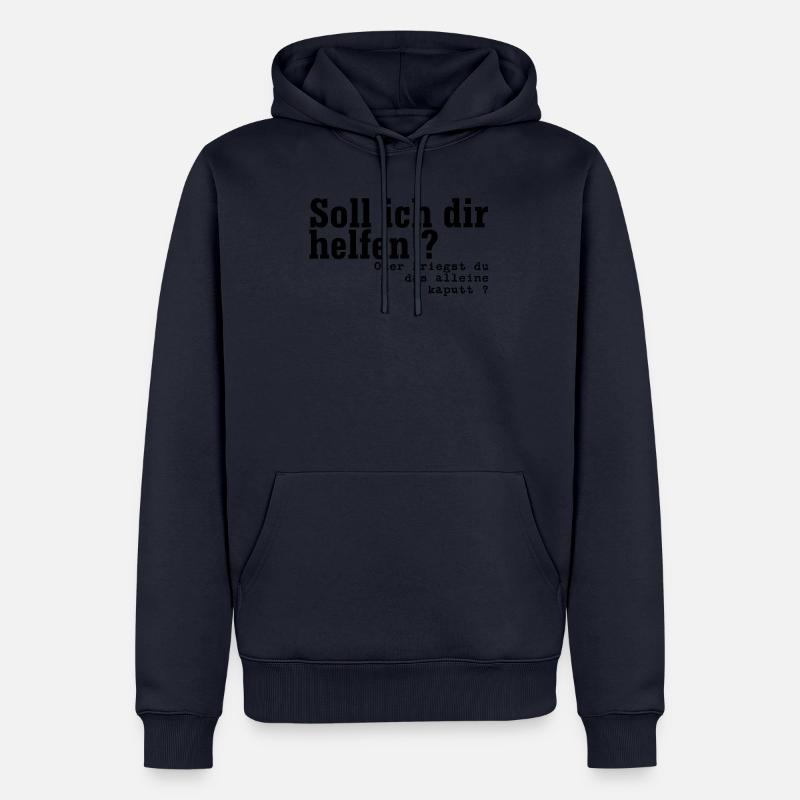 helfen oder kaputt schwarz - Männer Premium Bio Hoodie - Navy