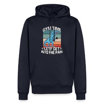 T-Rex Speech Defect Athlète Fitness Musculation - Sweat à capuche Premium bio Homme - bleu marine - Devant - Nico (187cm)