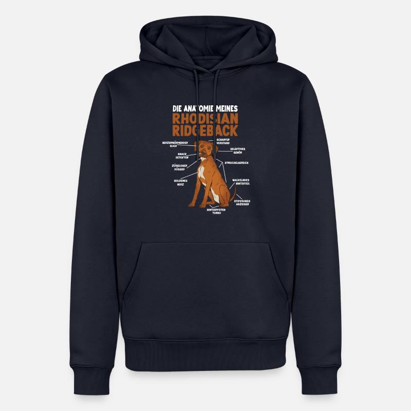 Rhodesian Ridgeback Anatomie Hundehalter Gassi - Männer Premium Bio Hoodie - Navy
