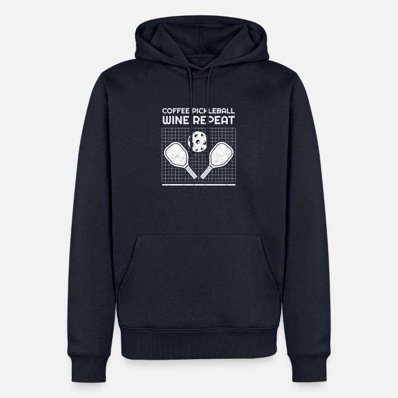 Café Pickleball Vin Répéter - Sweat à capuche Premium bio Homme - bleu marine