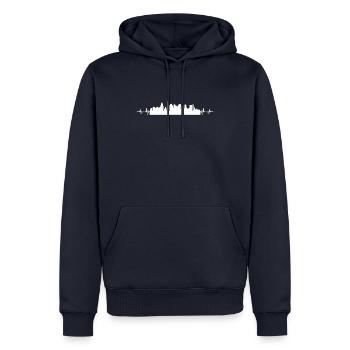 Boston Herzschlag Puls Skyline - Männer Premium Bio Hoodie - Navy - Vorne - Nico (187cm)