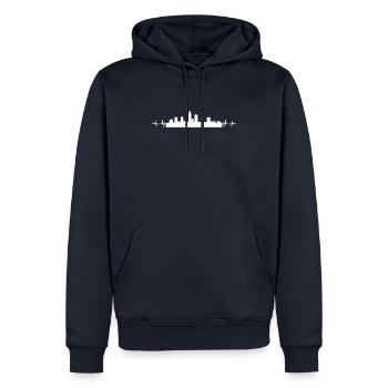 Cleveland Heart Line Pulse Heartbeat Love Skyline - Men’s Premium Organic Hoodie - navy - Front - Nico (187cm)