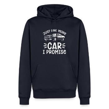 Juste une voiture de plus je promets - Sweat à capuche Premium bio Homme - bleu marine - Devant - Nico (187cm)