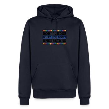 Autism Awareness – Don't Condemn What - Men’s Premium Organic Hoodie - navy - Front - Nico (187cm)