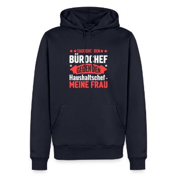 Chef ist jetzt meine Frau für Rentner im Ruhestand - Männer Premium Bio Hoodie - Navy - Vorne - Nico (187cm)