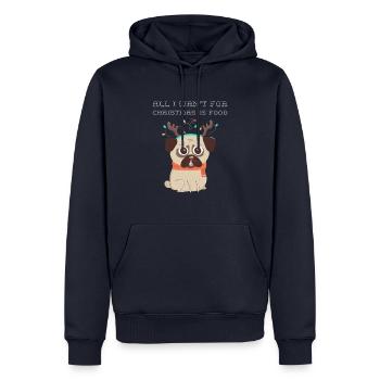 All i want for Christmas is food Funny Dog - Männer Premium Bio Hoodie - Navy - Vorne - Nico (187cm)