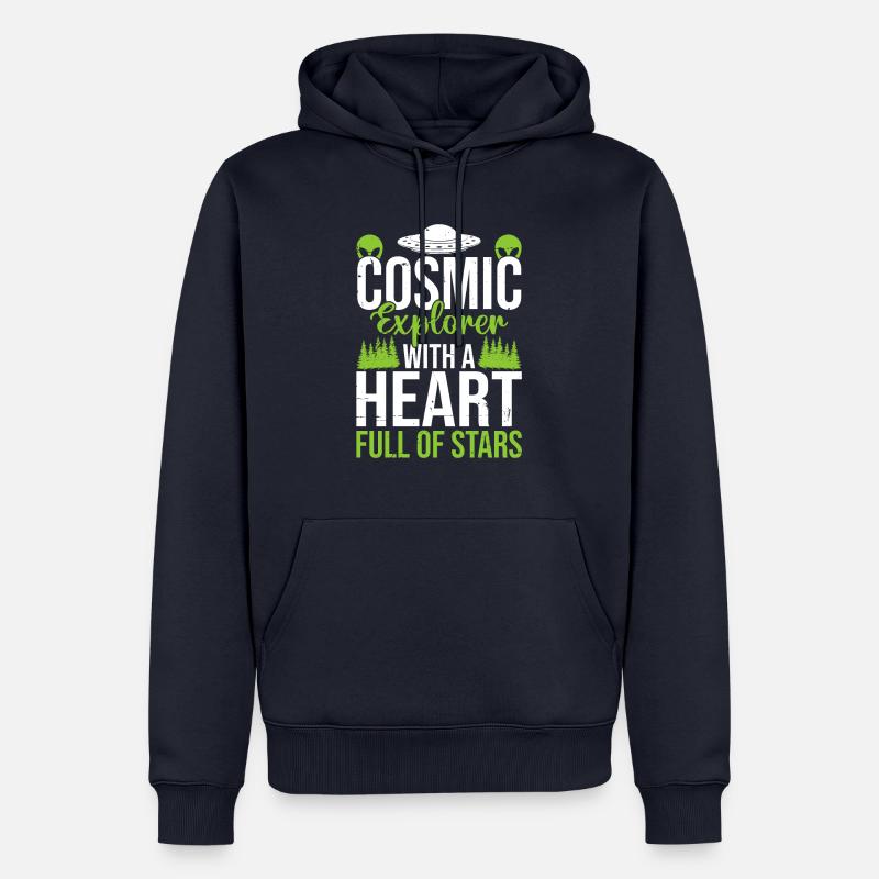 Cosmic Explorer Alien Design - Männer Premium Bio Hoodie - Navy