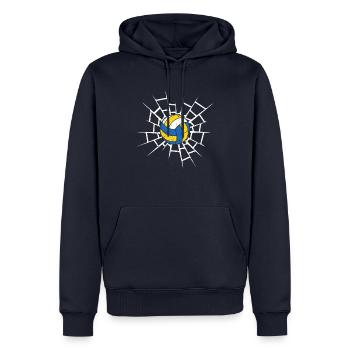 Volleyball Breaking Through - Männer Premium Bio Hoodie - Navy - Vorne - Nico (187cm)