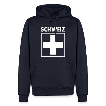 Switzerland - Men’s Premium Organic Hoodie - navy - Front - Nico (187cm)