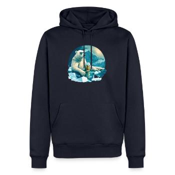 Polar bear chills with beer - Men’s Premium Organic Hoodie - navy - Front - Nico (187cm)