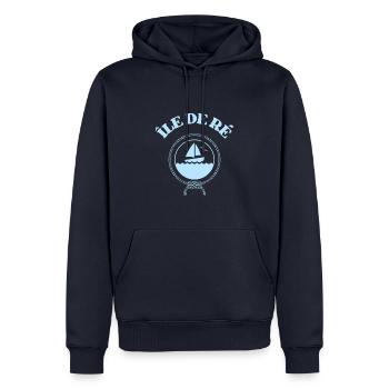 ile de ré bateau charente maritime - Sweat à capuche Premium bio Homme - bleu marine - Devant - Nico (187cm)