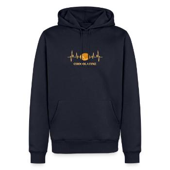 battement coeur chocolatine humour pain chocolat - Sweat à capuche Premium bio Homme - bleu marine - Devant - Nico (187cm)