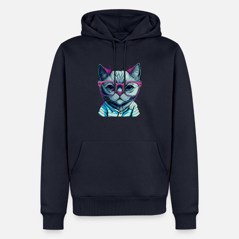 Chat nerd - Sweat à capuche Premium bio Homme - bleu marine