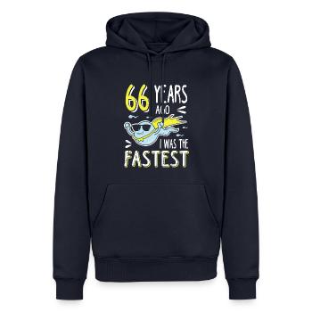 66 Years Ago I Was The Fastest 66. Geburtstag - Männer Premium Bio Hoodie - Navy - Vorne - Nico (187cm)