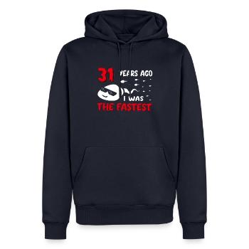 31 Years Ago I Was The Fastest 31. Geburtstag - Männer Premium Bio Hoodie - Navy - Vorne - Nico (187cm)