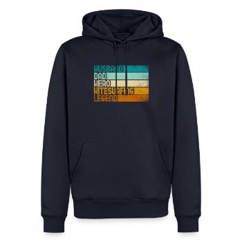 Retro Mari Papa Héros Kitesurf Légende - Sweat à capuche Premium bio Homme - bleu marine - Devant - Nico (187cm)
