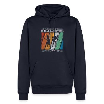 Il faut beaucoup de balles pour jouer au racquetball - Sweat à capuche Premium bio Homme - bleu marine - Devant - Nico (187cm)
