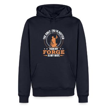 Plus chaud que ma forge est ma femme Anvil Blacksmith - Sweat à capuche Premium bio Homme - bleu marine - Devant - Nico (187cm)