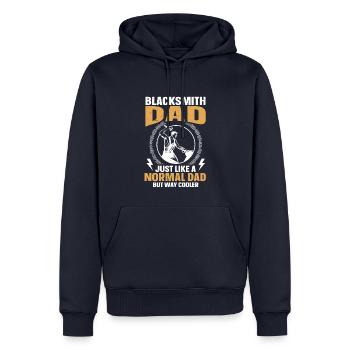 Le père forgeron comme un père normal mais beaucoup plus cool - Sweat à capuche Premium bio Homme - bleu marine - Devant - Nico (187cm)
