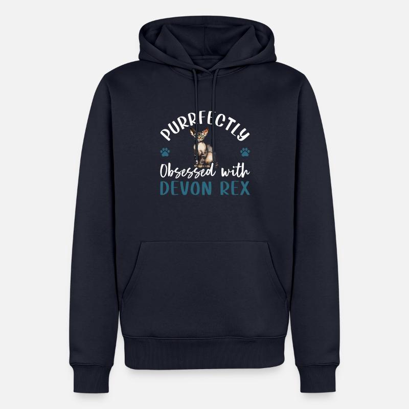 Obsédé par Devon Rex - Sweat à capuche Premium bio Homme - bleu marine