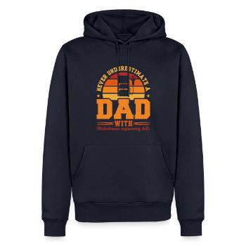 Husband Dad Hero Retro Mechatronics Engineer - Männer Premium Bio Hoodie - Navy - Vorne - Nico (187cm)