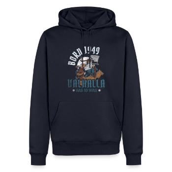 Les fils d’Odin sont nés en 1949 Viking 75e anniversaire - Sweat à capuche Premium bio Homme - bleu marine - Devant - Nico (187cm)
