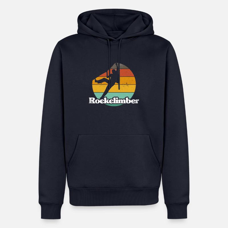 Impression de style rétro « Rockclimber » - Sweat à capuche Premium bio Homme - bleu marine