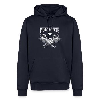 MOTORCYCLES - Männer Premium Bio Hoodie - Navy - Vorne - Nico (187cm)