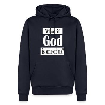 SI DIEU EST L’UN DE NOUS - 2 Cadre - Sweat à capuche Premium bio Homme - bleu marine - Devant - Nico (187cm)