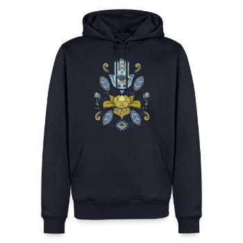 Lotus de Fatima - Sweat à capuche Premium bio Homme - bleu marine - Devant - Nico (187cm)