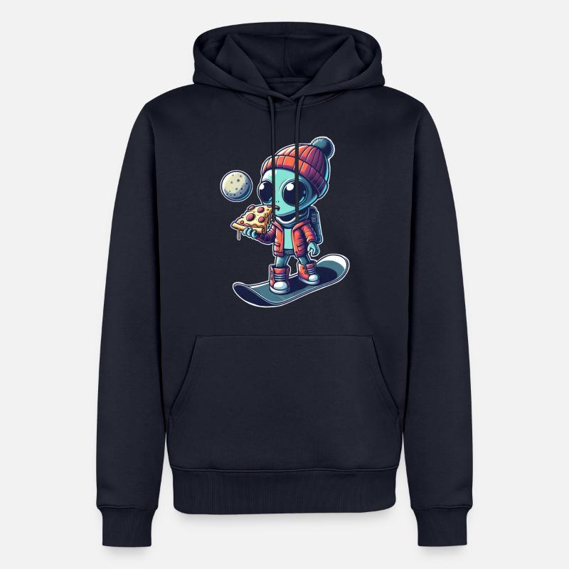 Mignon Comic Alien Snowboard Snowboarder - Sweat à capuche Premium bio Homme - bleu marine