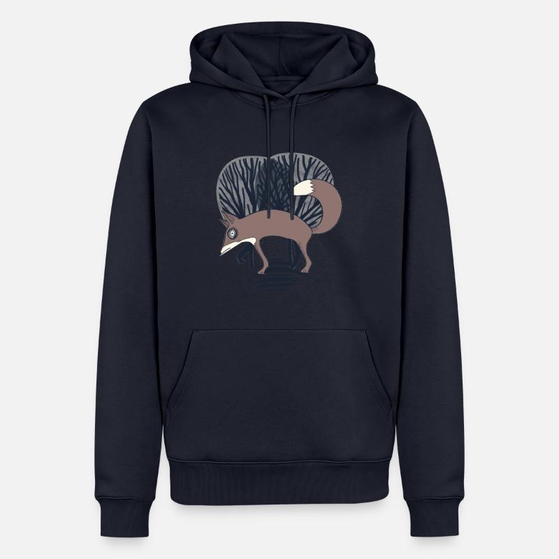 Fuchs im Wald_ Grau - Männer Premium Bio Hoodie - Navy