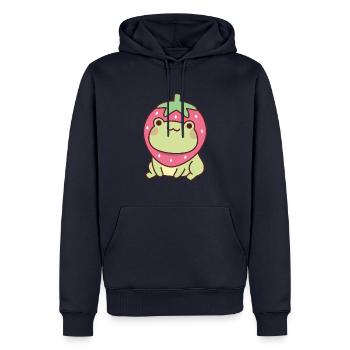 Cute Frog With Strawberry Hat - Men’s Premium Organic Hoodie - navy - Front - Nico (187cm)
