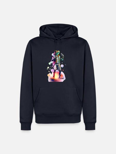 Singender Frosch Schlager, by NeonCat - Männer Premium Bio Hoodie - Navy