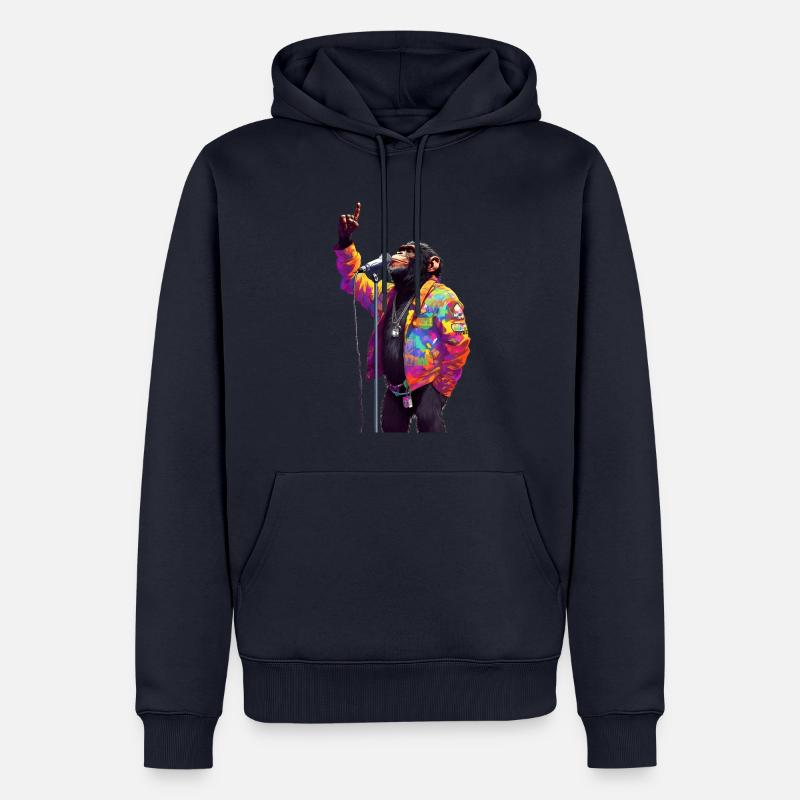 Singender Affe mit Mikrofon - Männer Premium Bio Hoodie - Navy