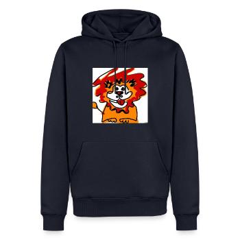 Löwe - Männer Premium Bio Hoodie - Navy - Vorne - Nico (187cm)