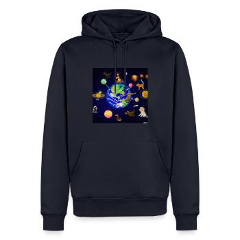 Weltraum Zeichentrick Animals - Männer Premium Bio Hoodie - Navy - Vorne - Nico (187cm)