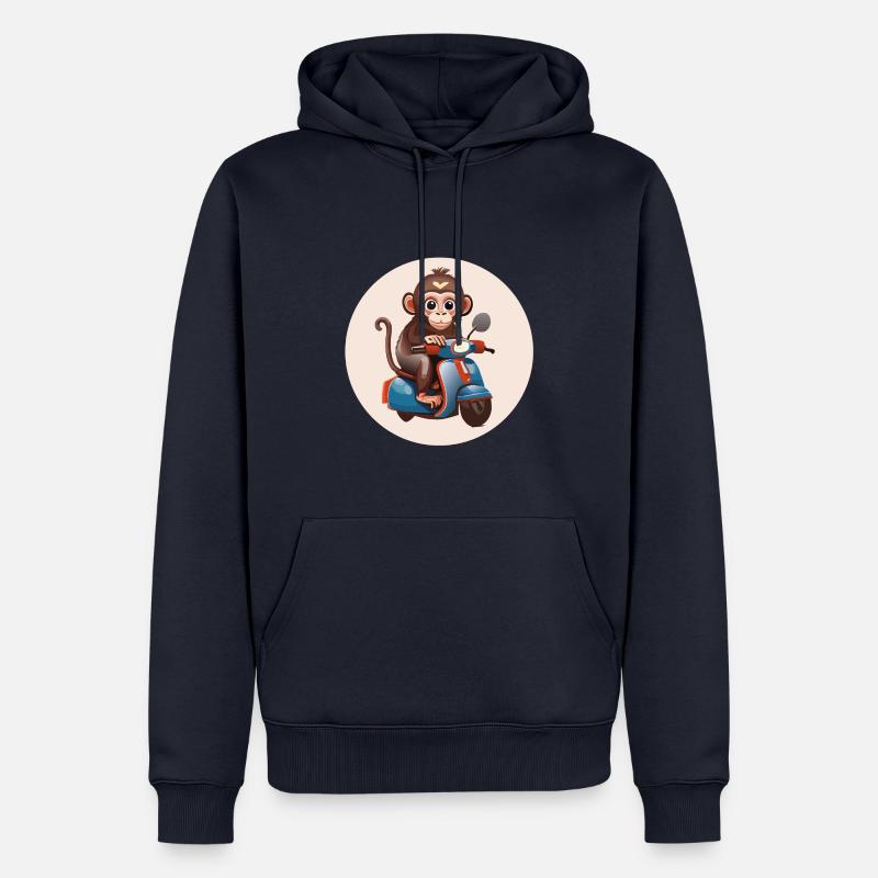 Der Affe auf einem Roller - Männer Premium Bio Hoodie - Navy
